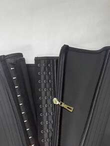 1pc European And American High Elastic Latex Waist Cover Corset Zipper Waist Trainer - Black - View 5