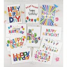 SHUS0087-100 Happy Birthday Cards Bulk Blank Inside With Envelopes And Stickers 20 Unique Bright Colorful Designs Notes Large 5x7 Inches Folded Thick Cardstock In A Sturdy Packaging - 多重設計 - 查看 2