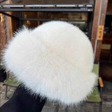 1pc Oversized Fluffy Faux Fur Pompom Hat, Warm And Luxurious For Winter, Suitable For Women - A - View 9
