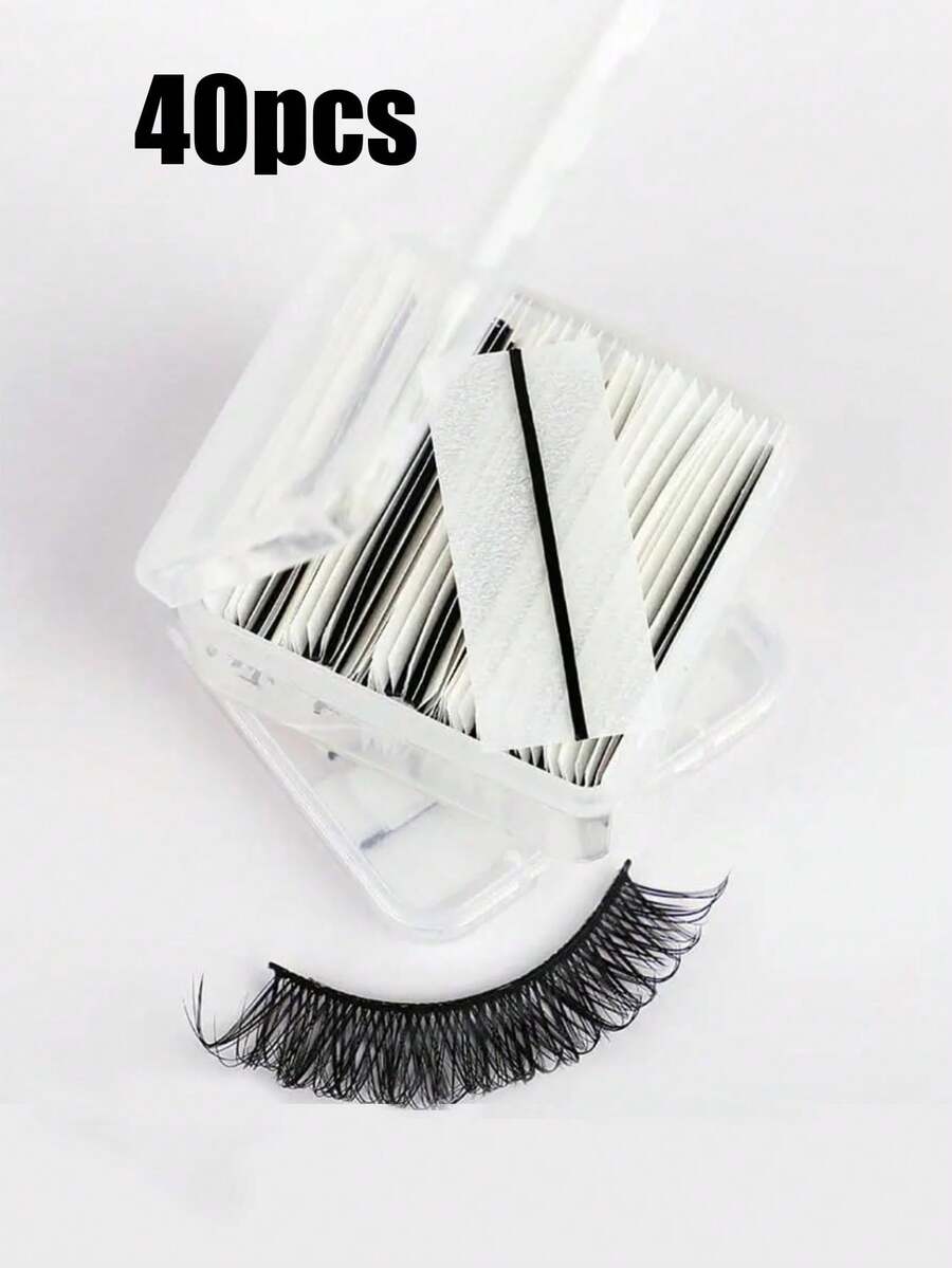 40/10条透明自粘睫毛胶条，防水防汗，可重复使用睫毛延长配件 - 彩色 - 查看 1