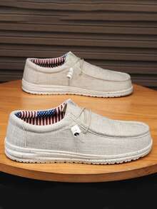 男士休闲亚麻透气一脚蹬鞋，舒适轻便百搭乐福鞋，复古时尚秋季 - 彩色 - 查看 6