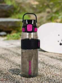 1个1000毫升/800毫升/600毫升户外运动便携水瓶，带吸管，耐用，绿色，带安全盖和提手，适合日常通勤、户外露营、办公、户外活动、万圣节、圣诞节和新年礼物 - 彩色 - 查看 12