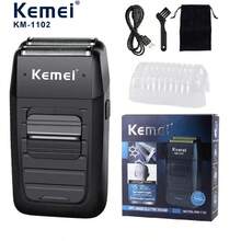 Kemei Afeitadora eléctrica inalámbrica recargable para hombres KM-1102, recortadora de vello facial de doble cuchilla reciprocante, acicalador potente multifunción, carga USB, color negro - Multicolor - Ver 2