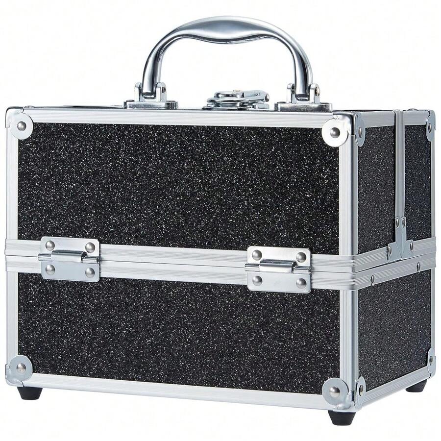 FRENESSA Makeup Train Case Portable Makeup Case Organizer Cosmetic Box Make Up Box Makeup Organizer Cosmetic Storage Cases With Locking Nail Kit Organizer Travel Case Mermaid Pink - Màu đen bóng - Xem 1