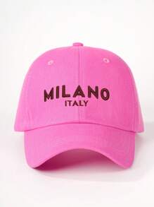 1 pièce Casquette de baseball brodée Milano pour femmes, chapeau décontracté réglable avec protection contre le soleil pour l'extérieur, les voyages, la plage, les vacances, également adapté pour les hommes, style Y2K