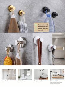 MiLaiWP 4 pièces Crochets à ventouse pour douche, crochets à ventouse en acier inoxydable imperméables, sans perçage, pour douche, salle de bain, cuisine, montage sur portes de douche en verre, miroir, carrelage et autres surfaces lisses. Idéal pour accrocher serviettes, peignoir, loofah, etc. 1/2 pièces par pack