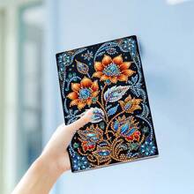1 Conjunto Kit de Pintura de Diamante DIY - Caderno de Couro Sintético Preto, Materiais de Artesanato para Casa, Escritório e Escola, Presente Perfeito de Volta às Aulas ou Acessório de Mesa Criativo, Artesanato Exclusivo à Mão | Item Artesanal Único