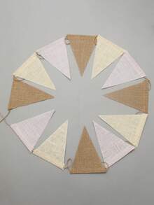 Banner decorativ din in gros, 3,5 m, 12 buc., model Ombre - pentru petrecere de ziua de naștere, clasă, școală, carnaval, evenimente în aer liber, evenimente mari, ceremonii de absolvire, nuntă, grădină, decorare de perete și decorare interioară - Degrade bej - Vizualizare 6