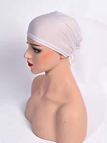 1pc Women's New Solid Color Viscose Elastic Drawstring Adjustable Headband Cap - Strappy Bottom Hat - View 12