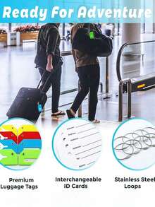 Luggage Strap/Tag Set, Luggage Strap/Tag Combination, Adjustable Shoulder Strap, Packing Strap, Luggage Tie, Luggage Rope, Fixing Strap And Luggage Tag, Luggage Handbag Travel Suitcase Tag With Name Id Card, Suitable For All Types Of Luggage, Travel Goods, Suitable For Home, Office And School, Travel, School Supplies - Multicolor - View 2