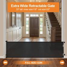 Retractable Baby Gates For Stairs, Dog Gate Indoor Extends , Child Gates For Doorways, Stair Gate Use For Outdoor, Indoor, Hallways, Doorways, Deck, Porch - màu đen - Xem 2