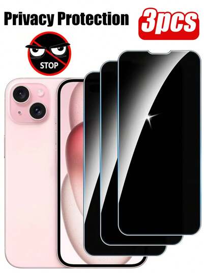 3 piezas Protector de pantalla de vidrio templado con privacidad, compatible con iPhone 17/16/15/14/11/12/13 Pro Max, vidrio templado anti-espionaje, compatible con iPhone XS Max/XR/X/15/7/8 Plus/SE/16e, regalo para cumpleaños, familia, amigos, protector de pantalla de teléfono, accesorios de teléfono