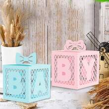 4pcs/Set Baby Shower Day Decoration Gift Box Gender Reveal Candy Box Baby Shower Party Decoration Box - Multicolor - View 3