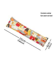 1pc Plush Chew-Resistant Cat Shaped Pillow, Cartoon Cat Pattern Round Filled Cat Nip Cat Grass Stress Relief Companion Toy, Pet Daily Companion, Suitable For All Seasons