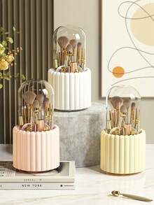 1PC 360 ° Rotating Cosmetics Transparent Storage Box Multifunctional Student Stationery Pen Holder Waterproof Dustproof Bathroom Storage Box Makeup Brush Desktop Storage Tube Large Capacity Detachable Desktop Storage Rack Rotating Pen Holder Desktop Dressing Table Skin Care Product Storage Rack,Gifts For Women,Christmas Gifts,Gift Ideas For Women,Room Decor - Multicolor - View 4