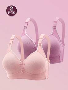 2 Stücke Damen bedruckte, drahtlose Hebeunterwäsche mit verstellbarem Riemen