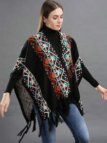 وشاح طويل مُحبوك بطراز بوهيمي لِلنساء، بونشو كارديجان خارجي موضة للفساتين