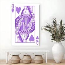 1Pc Framed Wall Art Purple Card Canvas Poster Paintings Ideal Gift For Living Room Bedroom Corridor Wall Decor Room Decoration Ready To Hang - 彩色 - 查看 4