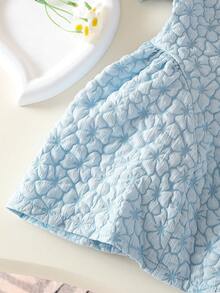 Infant Girls Ruffle Collar Bubble Crinkle Dress, Casual Cute Dress For Outings And Daily Wear, Spring/Summer - Multicolor - View 5