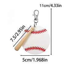 1/3/5/10/20/30/50件装个性化亚克力棒球钥匙扣（含迷你球棒），运动DIY钥匙扣，非常适合运动主题派对的回礼，创意生日派对礼物。是送给运动爱好者、家人和朋友的最佳礼物。