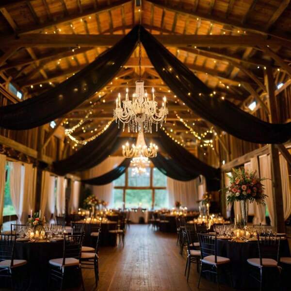 1pc Black Transparent Mesh Material Panel, 315 X 29.5 Inches - Perfect For Wedding And Large Party Decoration, Multipurpose Polyester Blend