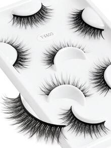 Happy Butterfly 4 对假睫毛 猫眼睫毛 纤细自然仿貂毛睫毛 4 对装 轻盈浓密短款假睫毛 多包装