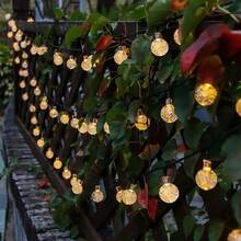 100LED Solar Outdoor Fairy Lights 39Ft Crystal Ball String Lights, 8 Lighting Modes Auto On/Off For Garden Patio Yard Wedding Party Holiday Decorations - 暖白色 - 查看 11