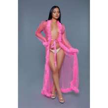 Marabou Robe - Turquoise - View 5