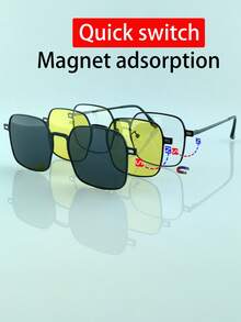 买一副眼镜送两副磁性夹式时尚眼镜，男女通用时尚眼镜，适合驾驶、骑自行车、户外钓鱼