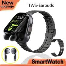 Orologio intelligente 2 in 1 con auricolari integrati, display ad alta definizione, tracker fitness multifunzione, chiamate senza fili e controllo musica, batteria ricaricabile, cinturino in silicone, cassa in lega di zinco, include 2 auricolari comodi, compatibile con telefoni Android