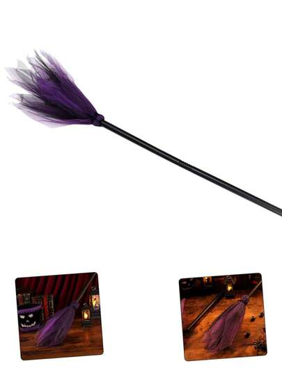 1 件万圣节女巫扫帚、角色扮演道具 - 可拆卸、塑料、轻质纱布、可调节长度装饰适用于万圣节表演角色扮演派对、万圣节服装装饰、秋季主题派对展示、万圣节聚会、派对装饰、节日气氛、鬼节主题、送给朋友和家人的礼物、鬼屋装饰、化妆舞会装扮、舞会用品
