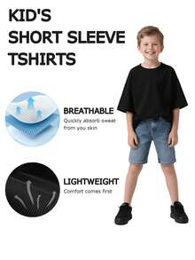 Boys Dandy's World Graphic T-Shirt Black Tee With Cute Cartoon Characters, Machine Washable, Youth, Fun And Playful. - 黑色 - 查看 2