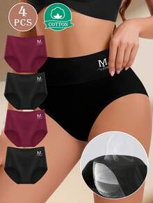 MEIYATING 4 条女士中腰三角内裤，舒适贴合，纯色 - 彩色 - 查看 2