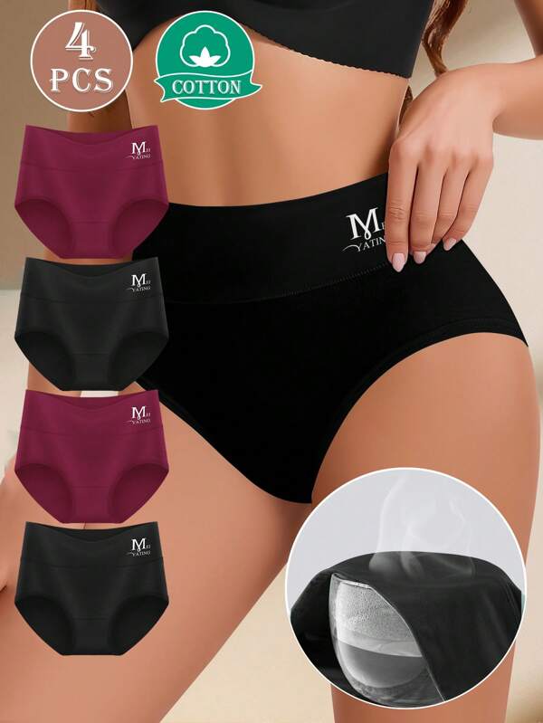 MEIYATING 4 pares de bragas triangulares de cintura media para mujer, de unicolor y ajuste cómodo