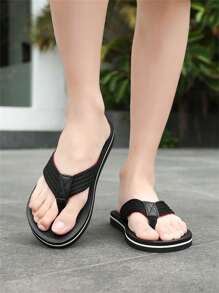 Summer Stylish Men Flip Flops, Comfortable Slip-On Thong Sandals For Indoor & Outdoor Beach Wear, Shower Shoes