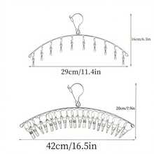 1个不锈钢晾衣架，带40个夹子，多功能悬挂式收纳架，可用于晾晒袜子、毛巾、胸罩、手套、婴儿衣服和其他室内/室外物品