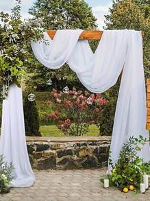 1 Pc 30ft/800cm Elegant White Voile Wedding Arch Curtain, Suitable For Ceremony And Reception Decor, Perfect For Wedding Arch, Engagement Ceremony And Holiday Decoration - Made Of Acetate Fiber, No Power Required