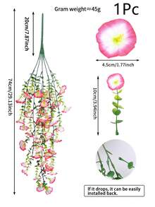 1/2/4pcs Artificial Eucalyptus Silk Flower Vine, UV-Resistant Greenery For Outdoor Hanging, Suitable For Anniversary, Graduation, Wedding, Party, Home, Office, Porch, Garden, Wall Decor In Spring & Summer - Pink-eucalyptus Morning Glory - View 3