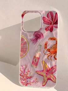 Funda de teléfono de silicona transparente con efecto de flor y alta calidad, pintada con color rosa océano, compatible con I 16 16/11/16Pro/ 16Plus/ 16, ProMax/ 1 6/15ProMax/13/14XXS/XR/7G/8P, I 15Promax, 13/14, P11/P12, cubierta protectora suave, compatibles con S23, S25A14/A15, A23U/ A50,A12 A12 S22, FE, Ultra, F22S21, E23S, Fe, M23