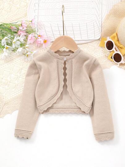 Cárdigan y chal de encaje calado elegante de punto para bebé niña, regalo para bebé, otoño/invierno