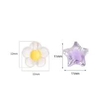 100pcs 12mm Flower Acrylic Beads Mix Candy Colors Flower Plastic Pastel Beads For DIY Crafts Braids Bracelet Earring Jewelry Making - Multicolor - View 2