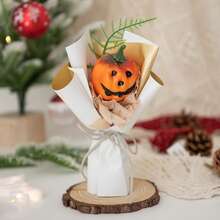 Spooky Mini Bouquet - Halloween Gift Set With Faux Pumpkins & Flowers For Party Decor