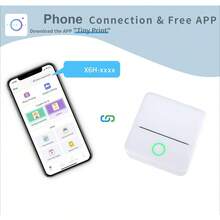 Mini Thermodrucker mit 10 Rollen selbstklebendem Papier, der kabellos Aufkleber ohne Tinte druckt. Ideal zum Erstellen von individuellen Bildern, Notizen und Etiketten für Scrapbooks, Tagebücher, Geburtstagsgeschenke, Halloween, Weihnachten, Karneval, Einschulung, Alltagsgeschenke