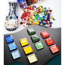 200/400/600pcs Mosaic Tiles Squares Crystal Mosaic Glass Tile For Crafts, And Decoration For Crafts, Handmade And Decoration Handmade Gift Festival DIY Material Home Decoration (Mixed Colors) ﻿