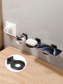 1pc Non-Drill Wall-Mounted Apple Device Holder - Earphones, Smartwatch, Charging Stand, Suction Cup Based Storage Rack - Multicolor - View 2