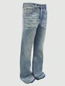 leev 男士街头时尚水洗插袋阔腿牛仔裤