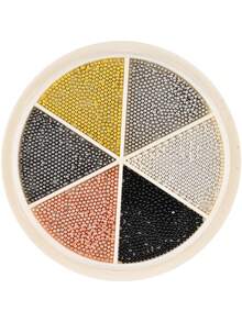 6 合 1 混合金属珠套装，用于美甲装饰，金色银白色美甲金属迷你珠，指甲鱼子酱珠 0.8-1.5 毫米 3D 设计珠宝，适用于指甲 DIY 装饰配件 6 种尺寸 - 彩色 - 查看 4