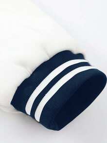 1pc Teen Girls' Casual Fashion Color Block Patchwork Loose Fit Bomber Jacket, Versatile, Autumn/Winter - Navy Blue - View 5