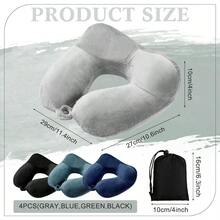 4 Sets Inflatable Travel Pillows For Airplanes With Compact Bag And Blindfold Veet Inflatable Neck Pillow For Traveling Head Support U Shaped Flight 12 X 12 X 5.5 Inch Multi Color - Multicolor - View 3
