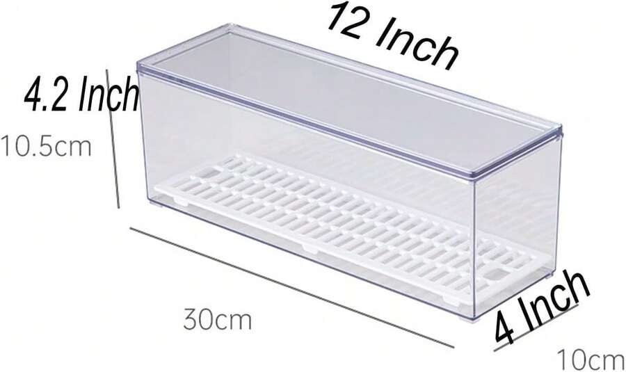 Large Transparent Flatware Tray Kitchen Drawer Organizer With Lid And Drainer - Plastic Kitchen Cutlery Tray And Utensil Storage Container With Cover - Dust-Proof Dinnerware Holder,6691689 - Yellow - View 1